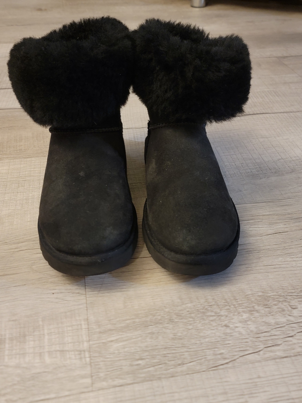 UGG Black Shearling Cuff Ankle Boots